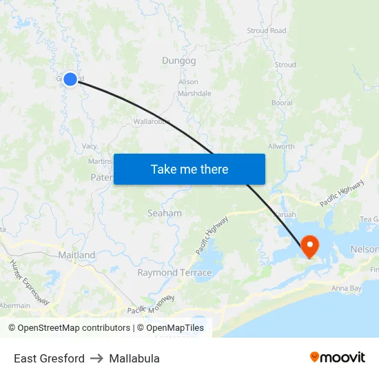East Gresford to Mallabula map