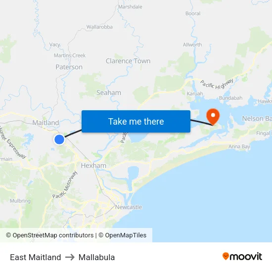 East Maitland to Mallabula map