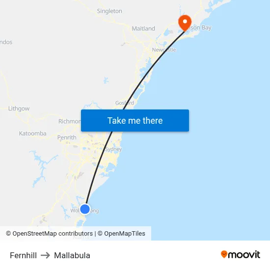 Fernhill to Mallabula map