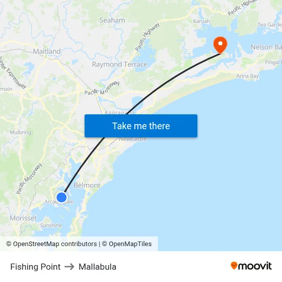 Fishing Point to Mallabula map