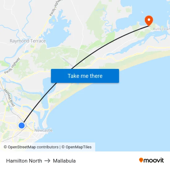 Hamilton North to Mallabula map