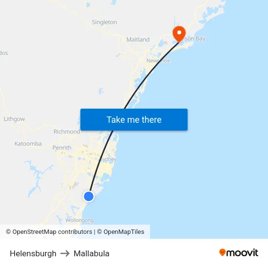 Helensburgh to Mallabula map