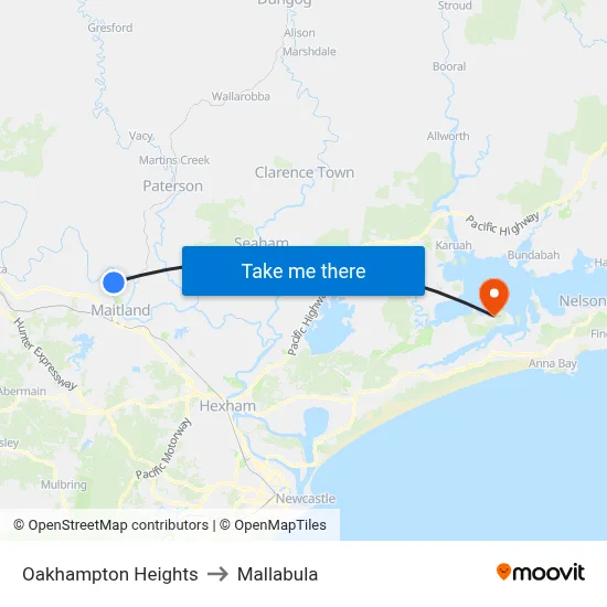 Oakhampton Heights to Mallabula map