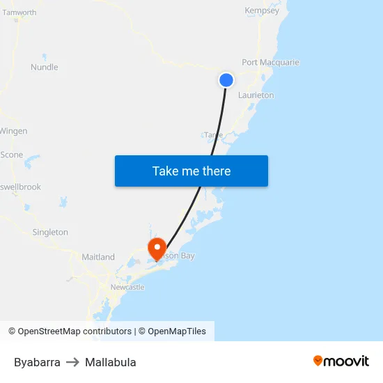 Byabarra to Mallabula map