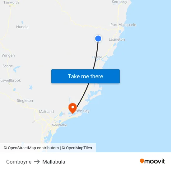 Comboyne to Mallabula map
