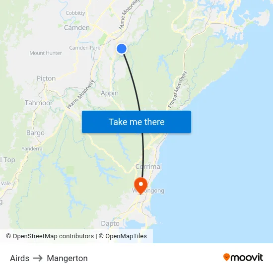 Airds to Mangerton map