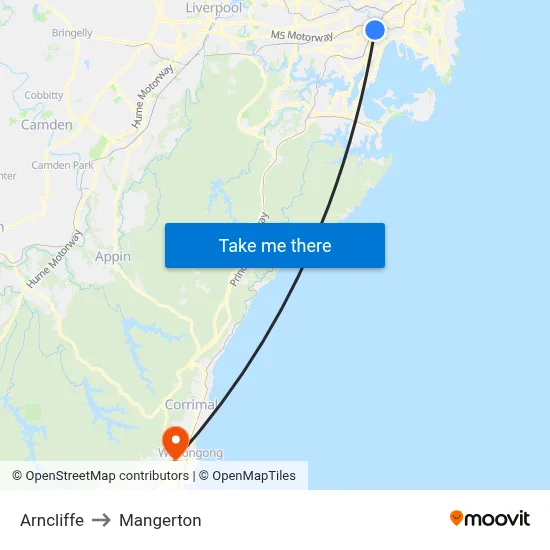 Arncliffe to Mangerton map