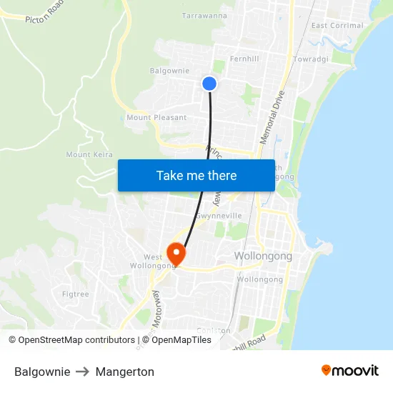 Balgownie to Mangerton map