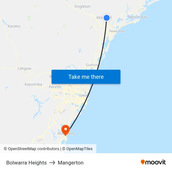 Bolwarra Heights to Mangerton map
