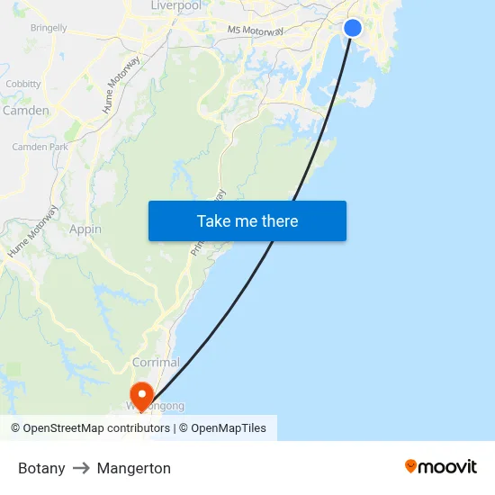 Botany to Mangerton map