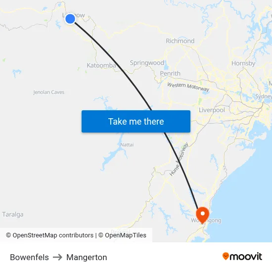 Bowenfels to Mangerton map