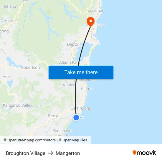 Broughton Village to Mangerton map