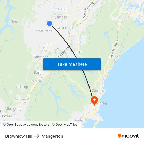 Brownlow Hill to Mangerton map