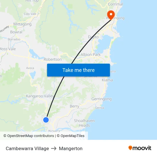 Cambewarra Village to Mangerton map