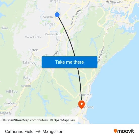 Catherine Field to Mangerton map