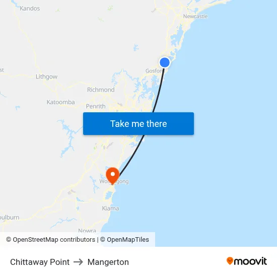 Chittaway Point to Mangerton map