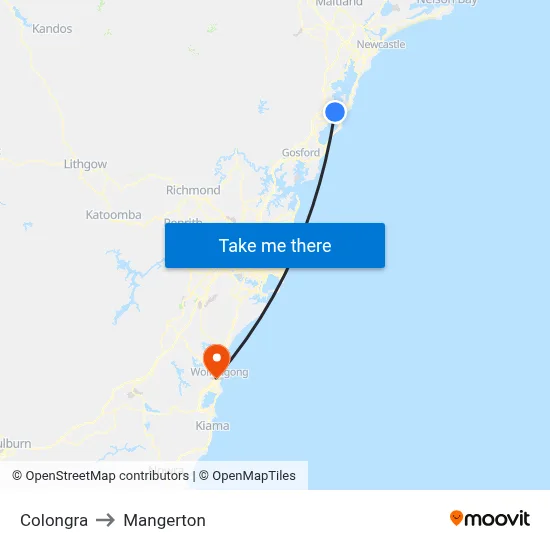 Colongra to Mangerton map