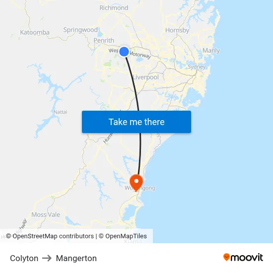 Colyton to Mangerton map