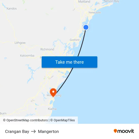 Crangan Bay to Mangerton map