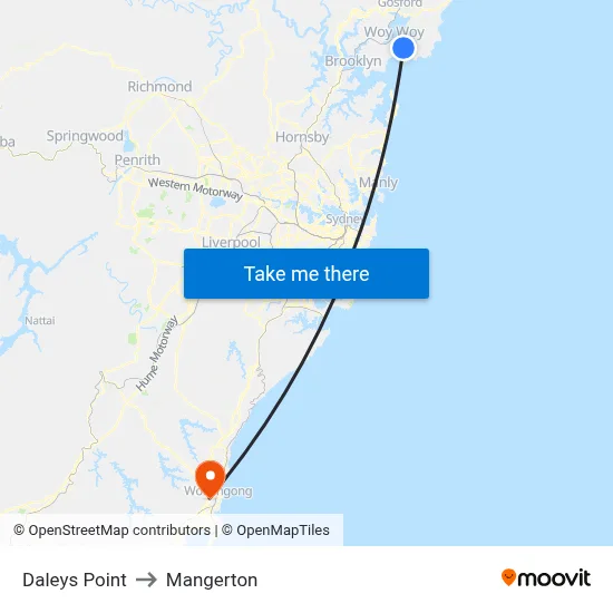 Daleys Point to Mangerton map