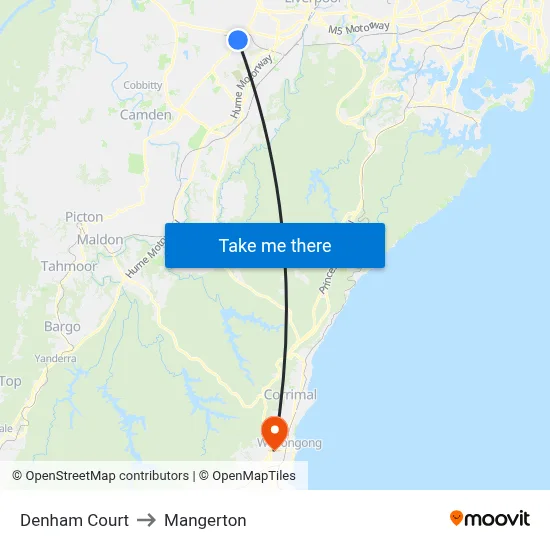 Denham Court to Mangerton map
