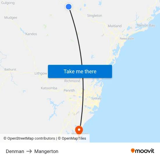 Denman to Mangerton map