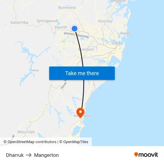 Dharruk to Mangerton map