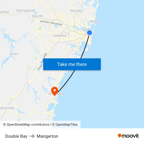 Double Bay to Mangerton map