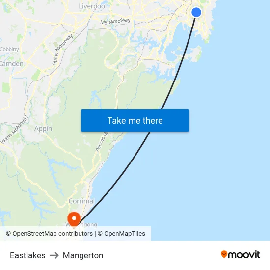 Eastlakes to Mangerton map