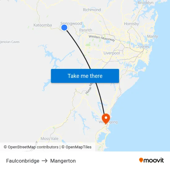 Faulconbridge to Mangerton map