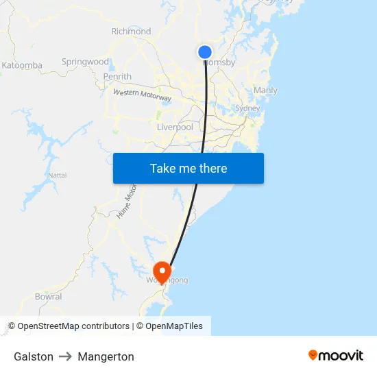 Galston to Mangerton map