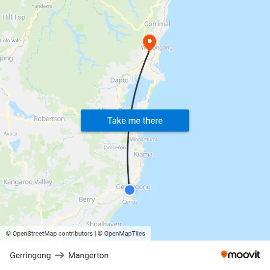 Gerringong to Mangerton map