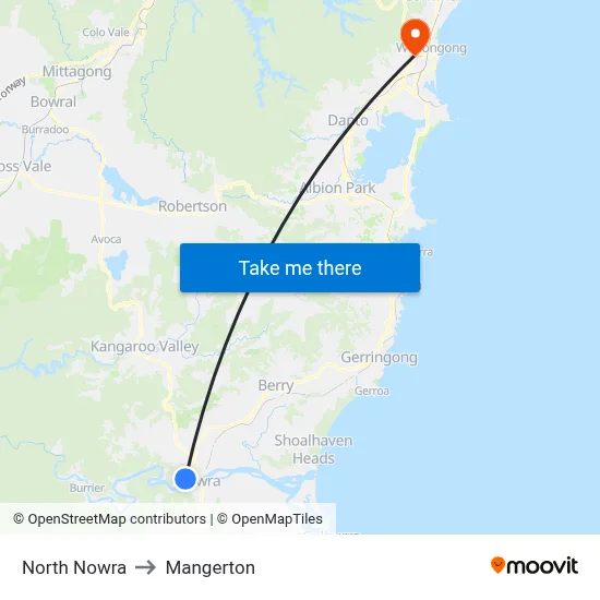 North Nowra to Mangerton map