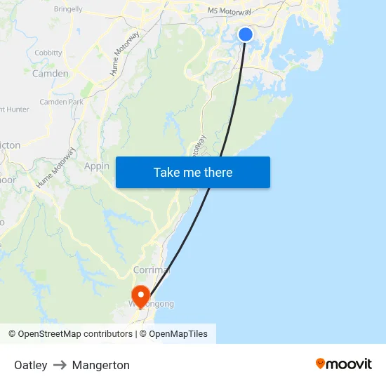 Oatley to Mangerton map