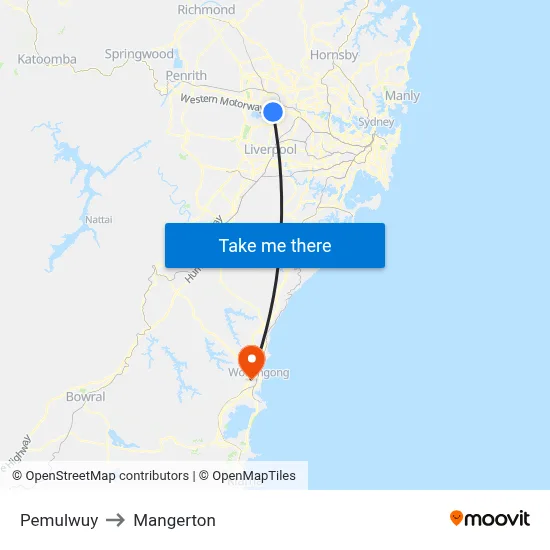 Pemulwuy to Mangerton map