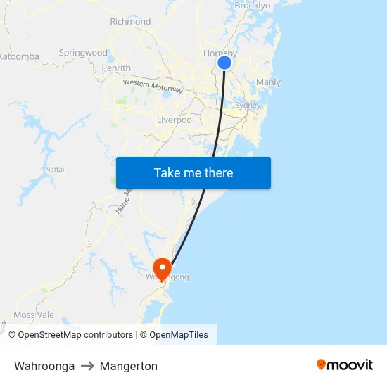 Wahroonga to Mangerton map