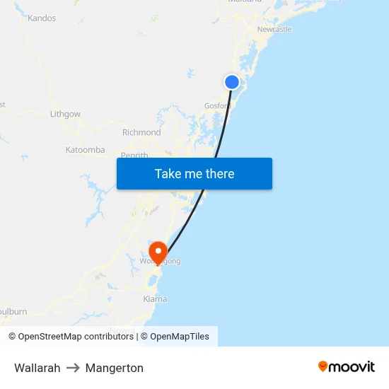 Wallarah to Mangerton map