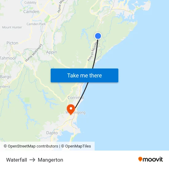 Waterfall to Mangerton map