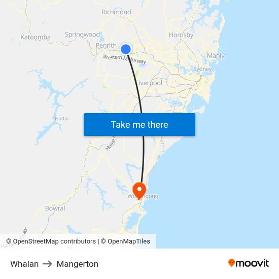 Whalan to Mangerton map