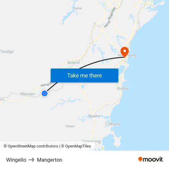 Wingello to Mangerton map