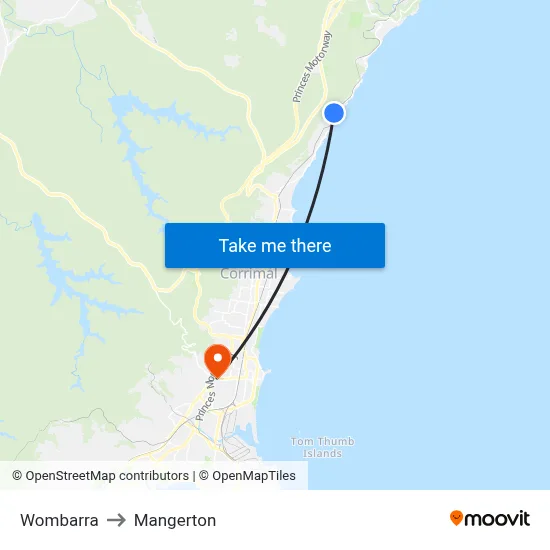 Wombarra to Mangerton map