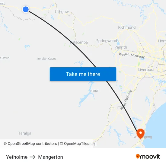 Yetholme to Mangerton map