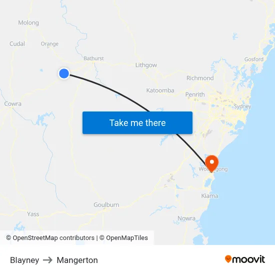 Blayney to Mangerton map