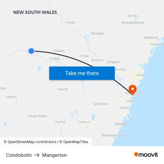 Condobolin to Mangerton map