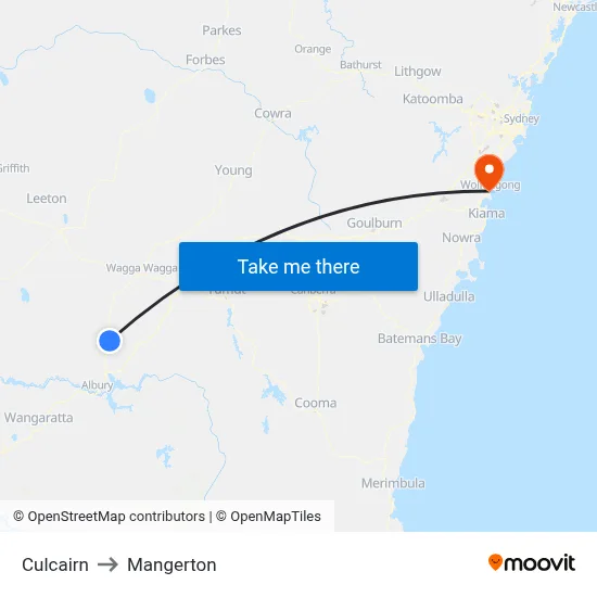 Culcairn to Mangerton map