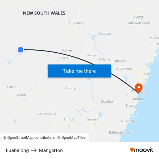 Euabalong to Mangerton map