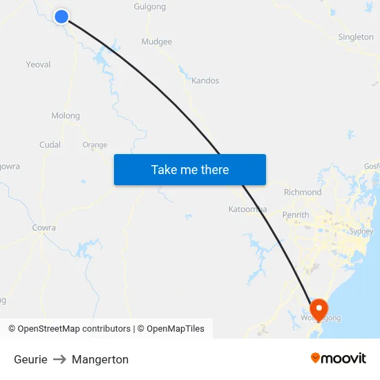 Geurie to Mangerton map