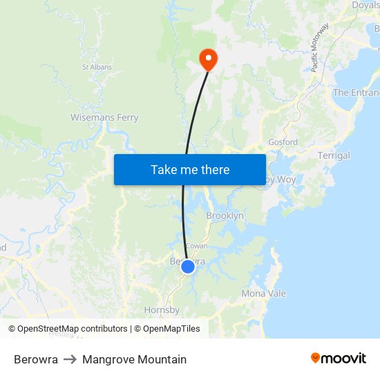 Berowra to Mangrove Mountain map