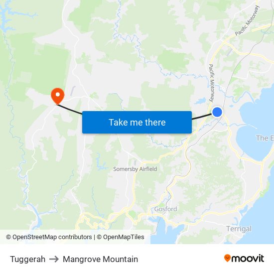 Tuggerah to Mangrove Mountain map