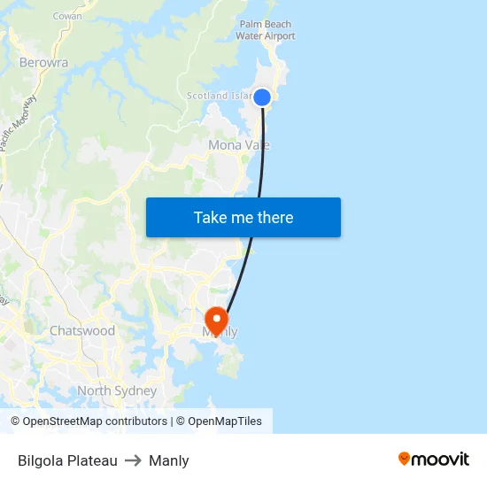 Bilgola Plateau to Manly map